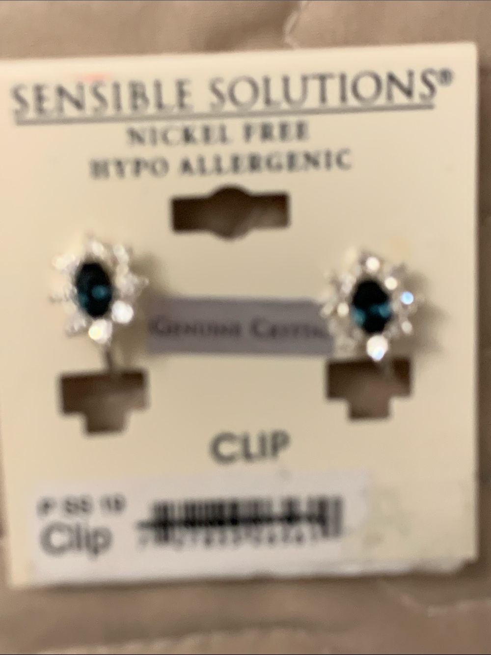 Teal Crystal Clip-On Flower Earrings